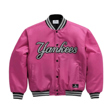 Pink Madhappy Yankees Down Baseball Jacket