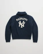 Vanilla Madhappy Yankees Knit Baseball Jacket