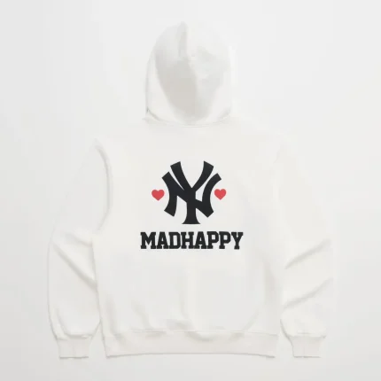 White Madhappy Yankees Heart Fleece Hoodie